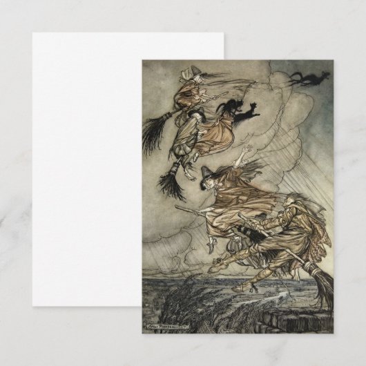 Vier heksen "Op de schoorsteen" van Arthur Rackam Bedankkaart (Voorkant / Achterkant)