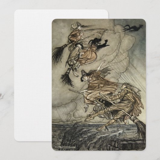 Vier heksen "Op de schoorsteen" van Arthur Rackam Kaart (Voorkant / Achterkant)