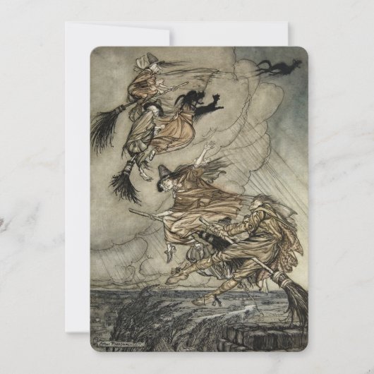 Vier heksen "Op de schoorsteen" van Arthur Rackam Kaart (Voorkant)
