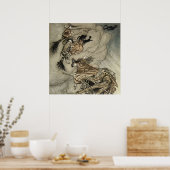 Vier heksen "Op de schoorsteen" van Arthur Rackam Poster (Keuken)