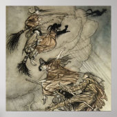 Vier heksen "Op de schoorsteen" van Arthur Rackam Poster (Voorkant)