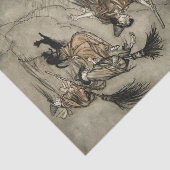 Vier heksen "Op de schoorsteen" van Arthur Rackam Tissuepapier (Detail)