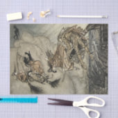 Vier heksen "Op de schoorsteen" van Arthur Rackam Tissuepapier (Craft)