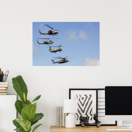 Vier helikopters poster (Thuiskantoor)