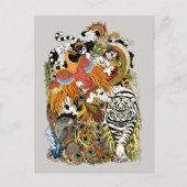 vier hemeldieren briefkaart (Voorkant)