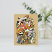 vier hemeldieren briefkaart (Staand voorkant)