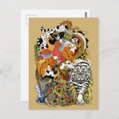 vier hemeldieren briefkaart (Voorkant / Achterkant)