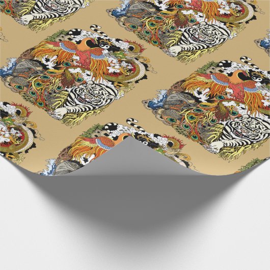 vier hemeldieren cadeaupapier (Hoek)