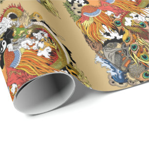 vier hemeldieren cadeaupapier