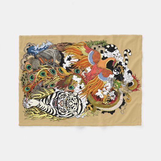 vier hemeldieren fleece deken (Voorkant (Horizontaal))