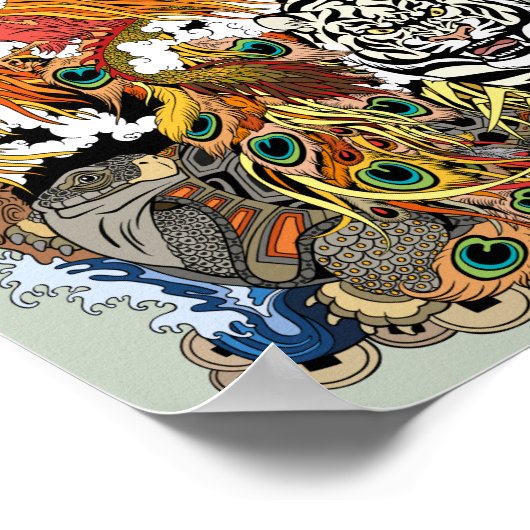 vier hemeldieren poster (Hoek)