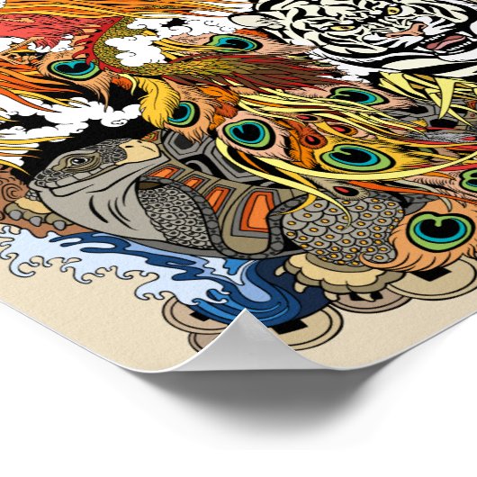 vier hemeldieren poster (Hoek)