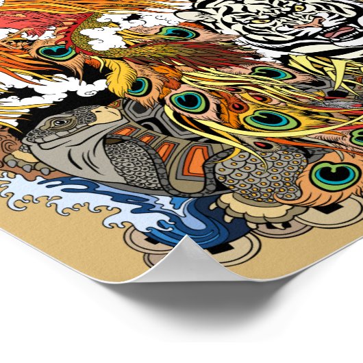 vier hemeldieren poster (Hoek)