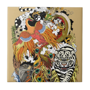 vier hemeldieren tegeltje