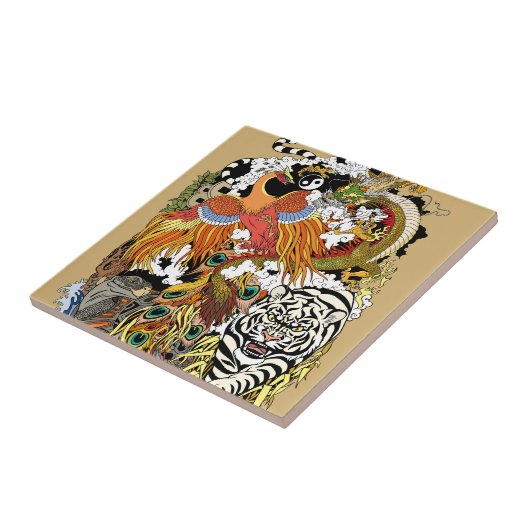 vier hemeldieren tegeltje (Zijkant)