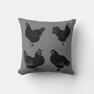 Vier Hens~Silhouette~Pattern Kussen