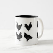 Vier Hens~Silhouette~Pattern Tweekleurige Koffiemok (Voorkant rechts)