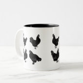 Vier Hens~Silhouette~Pattern Tweekleurige Koffiemok (Voorkant links)
