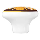 Vier heraldische bijen op rijke chocoladebruin keramische knop (Zijkant)