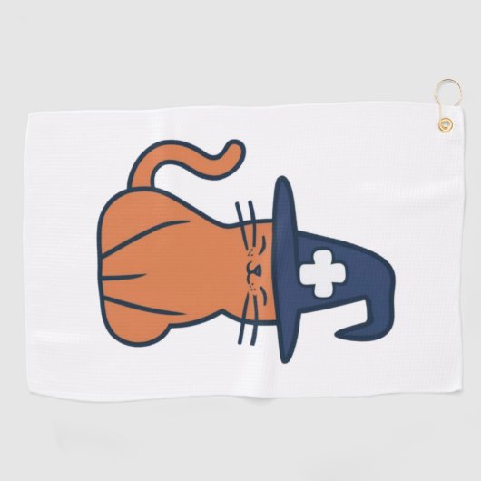 Vier Herfst met een Feline Twist - One Spooky Nu Golfhanddoek (Horizontaal)