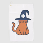 Vier Herfst met een Feline Twist - One Spooky Nu Golfhanddoek (Voorkant)