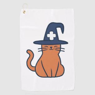 Vier Herfst met een Feline Twist - One Spooky Nu Golfhanddoek