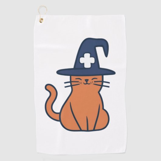 Vier Herfst met een Feline Twist - One Spooky Nu Golfhanddoek (Voorkant)