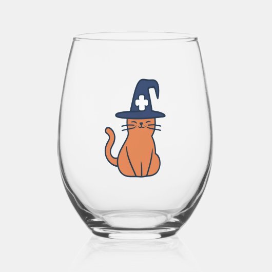 Vier Herfst met een Feline Twist - One Spooky Nu Wijnglas Zonder Voet (Voorkant)
