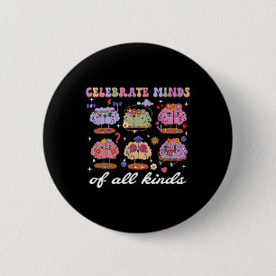 Vier Hersenen Van Allerlei Soort Brein Neurodivers Ronde Button 5,7 Cm