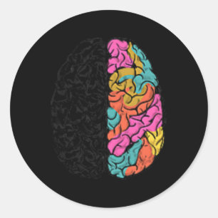 Vier Hersenen Van Allerlei Soort Neurodiversiteit Ronde Sticker