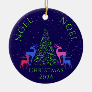 *Vier herten en een kerstboom Keramisch Ornament