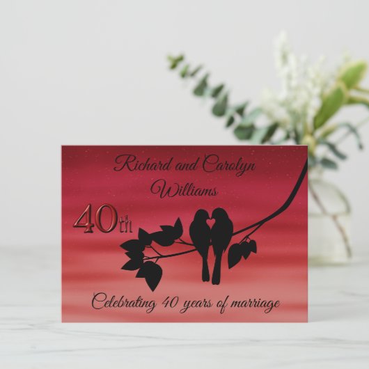 Vier het 40-jarig jubileum van Lovebirds Kaart (Staand voorkant)