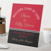 Vier het! 50e klas reünie reclamebord met voetstuk (Insitu)