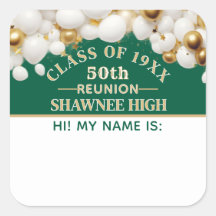 Vier het! 50ste klasreünie naamlabel sticker