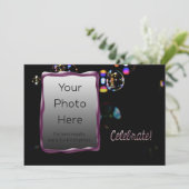 Vier het! Aangepaste foto en tekst met bubbels Kaart (Staand voorkant)