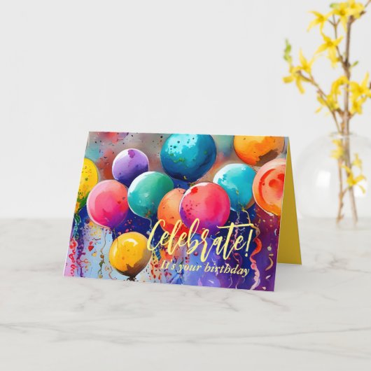 Vier het! Aangepaste tekst bij elke gelegenheid Kaart (Gele Bloem)