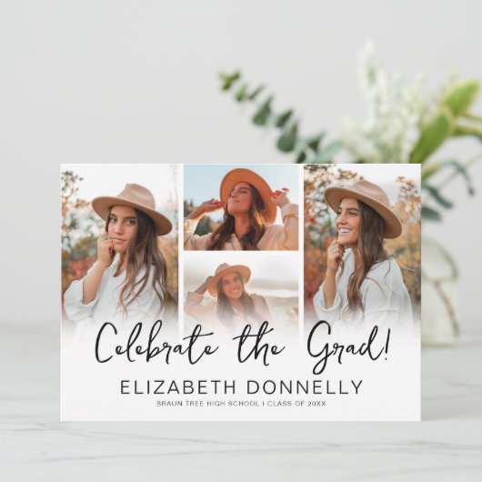 Vier het Afstudeerder Foto Afstuderen Kaart (Staand voorkant)