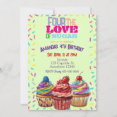 Vier het de liefde voor suiker, Cupcake 4e verjaar Kaart (Voorkant)