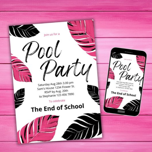 Vier het einde van School Pool Party Kaart