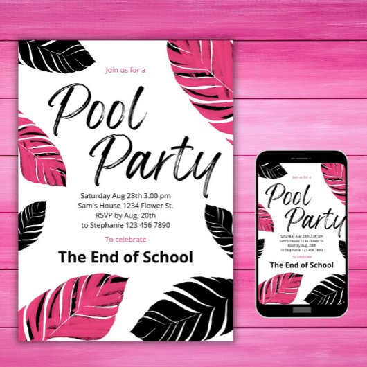 Vier het einde van school Zwembadfeest Kaart