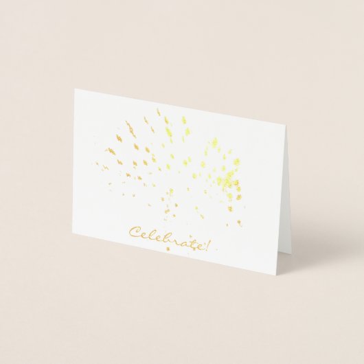 Vier het feest! Gouden Folie Mini Kaart (Voorkant)