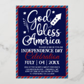 Vier het feest van 4 juli Amerika Folie Uitnodiging (Voorkant)