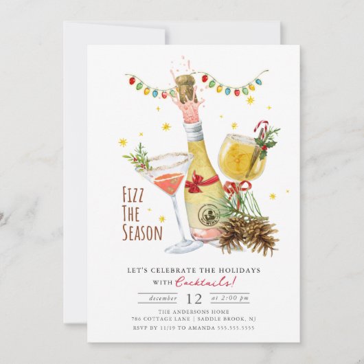 Vier het Feestdagen cocktailfeest Kaart (Voorkant)