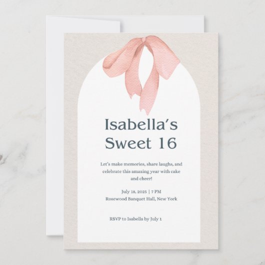 "Vier het in stijl – Elegante Sweet 16 uitnodiging (Voorkant)