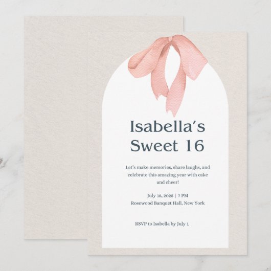 "Vier het in stijl – Elegante Sweet 16 uitnodiging (Voorkant / Achterkant)