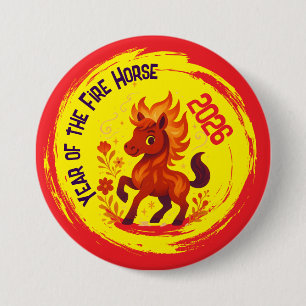 Vier het Jaar van het Paard Chinese Nieuwjaar Ronde Button 7,6 Cm