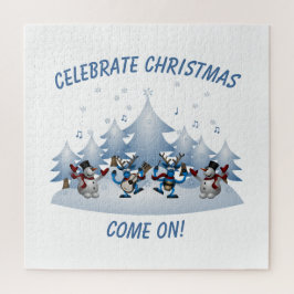Vier het kerstfeest, kom op legpuzzel
