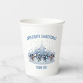 Vier het kerstfeest, kom op papieren bekers (Achterkant)