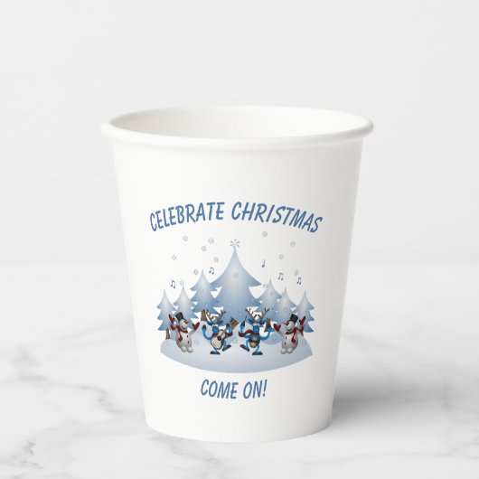 Vier het kerstfeest, kom op papieren bekers (Voorkant)