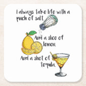 Vier het leven, grappige uitspraken cadeau kartonnen onderzetters (Voorkant)